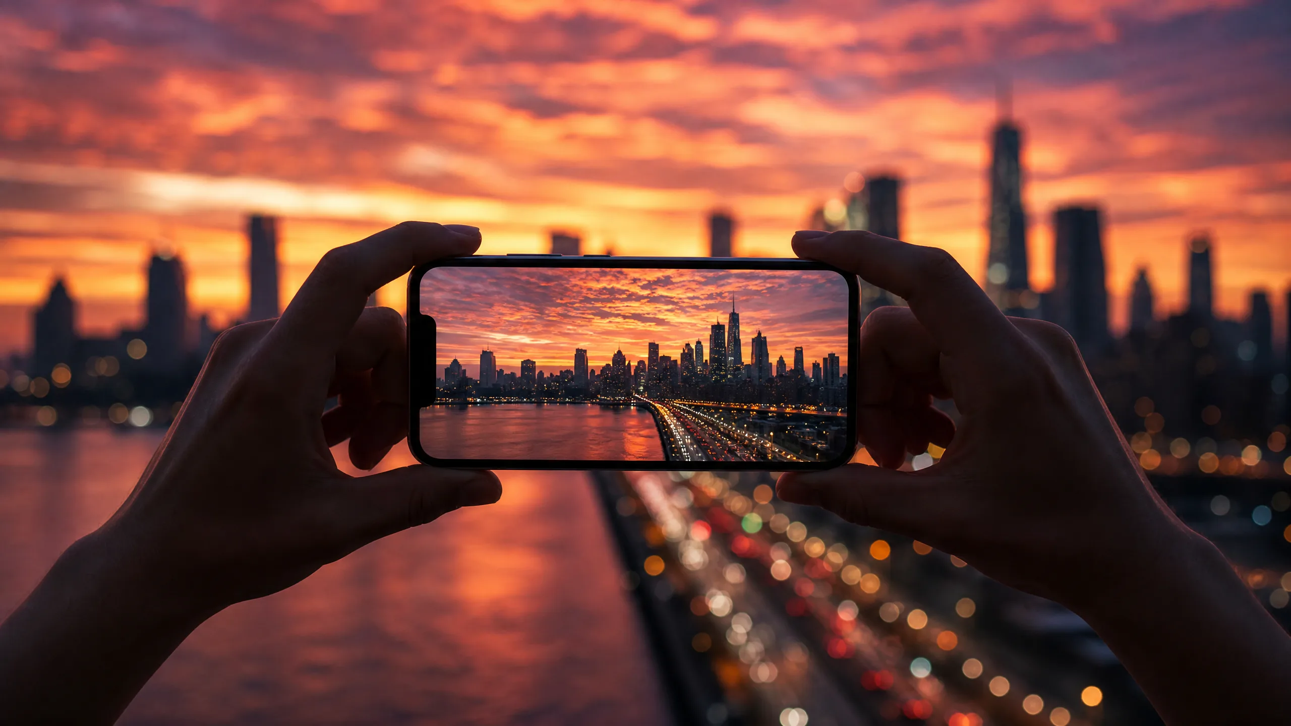 手机摄影技巧文章封面：雨夜霓虹倒影
